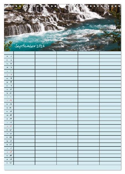 Island Familienplaner (Wandkalender 2026 DIN A3 hoch), CALVENDO Monatskalender