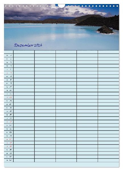 Island Familienplaner (Wandkalender 2026 DIN A3 hoch), CALVENDO Monatskalender