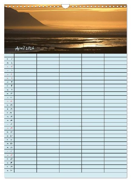 Island Familienplaner (Wandkalender 2026 DIN A3 hoch), CALVENDO Monatskalender