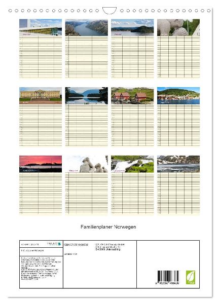 Familienplaner Norwegen (Wandkalender 2026 DIN A3 hoch), CALVENDO Monatskalender