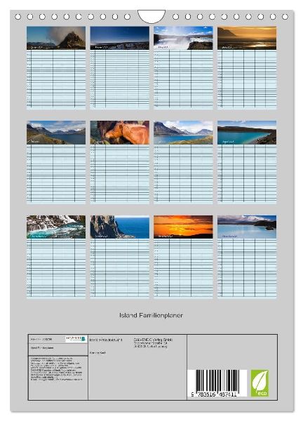 Island Familienplaner (Wandkalender 2026 DIN A4 hoch), CALVENDO Monatskalender