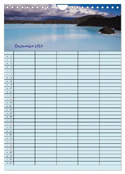 Island Familienplaner (Wandkalender 2026 DIN A4 hoch), CALVENDO Monatskalender