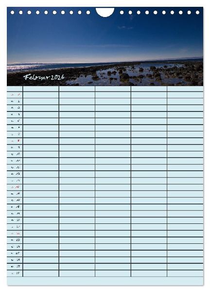 Island Familienplaner (Wandkalender 2026 DIN A4 hoch), CALVENDO Monatskalender