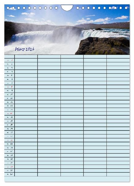 Island Familienplaner (Wandkalender 2026 DIN A4 hoch), CALVENDO Monatskalender