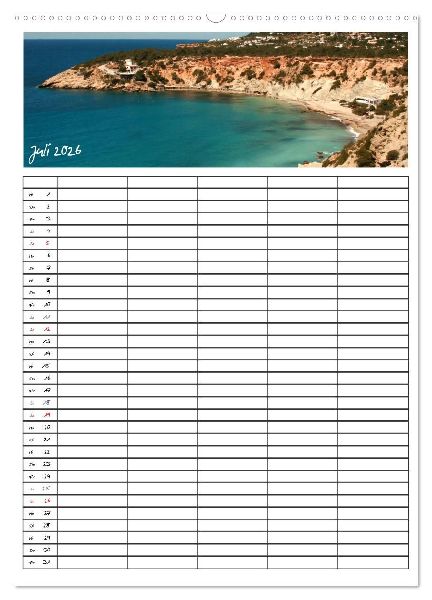 Ibiza / Familienplaner (Wandkalender 2026 DIN A2 hoch), CALVENDO Monatskalender