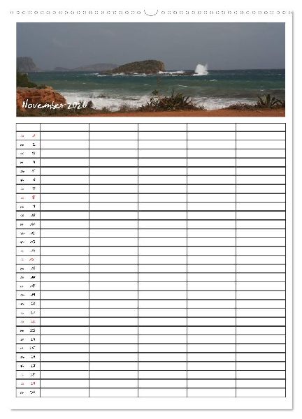 Ibiza / Familienplaner (Wandkalender 2026 DIN A2 hoch), CALVENDO Monatskalender