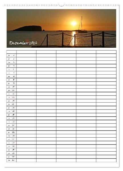 Ibiza / Familienplaner (Wandkalender 2026 DIN A2 hoch), CALVENDO Monatskalender