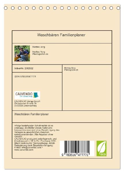 Waschbären Familienplaner (Tischkalender 2026 DIN A5 hoch), CALVENDO Monatskalender