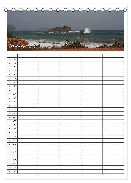 Ibiza / Familienplaner (Tischkalender 2026 DIN A5 hoch), CALVENDO Monatskalender