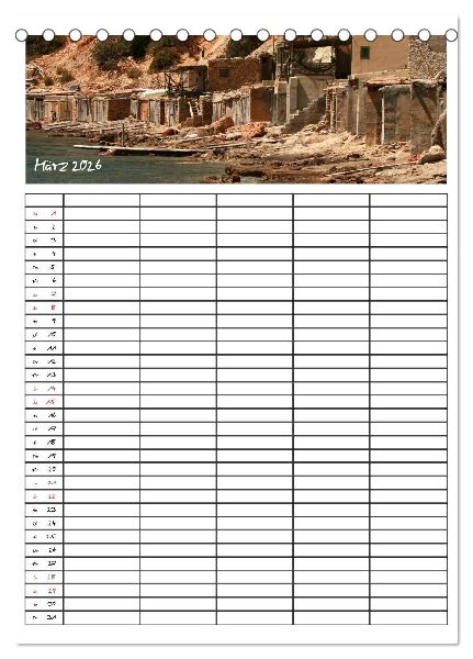 Ibiza / Familienplaner (Tischkalender 2026 DIN A5 hoch), CALVENDO Monatskalender