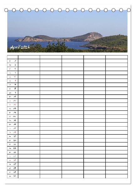 Ibiza / Familienplaner (Tischkalender 2026 DIN A5 hoch), CALVENDO Monatskalender