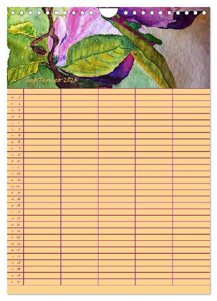 Blütenzauber - Familienplaner 2026 (Wandkalender 2026 DIN A4 hoch), CALVENDO Monatskalender