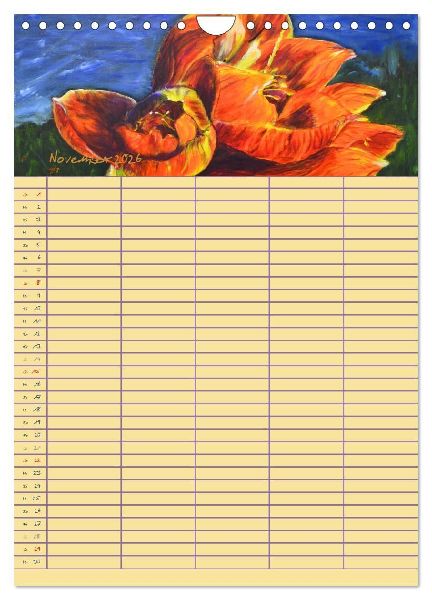 Blütenzauber - Familienplaner 2026 (Wandkalender 2026 DIN A4 hoch), CALVENDO Monatskalender