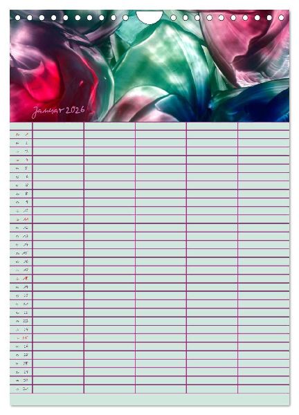 Blütenzauber - Familienplaner 2026 (Wandkalender 2026 DIN A4 hoch), CALVENDO Monatskalender