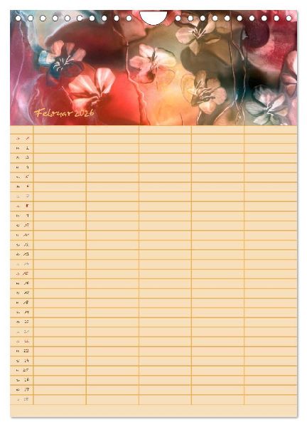 Blütenzauber - Familienplaner 2026 (Wandkalender 2026 DIN A4 hoch), CALVENDO Monatskalender