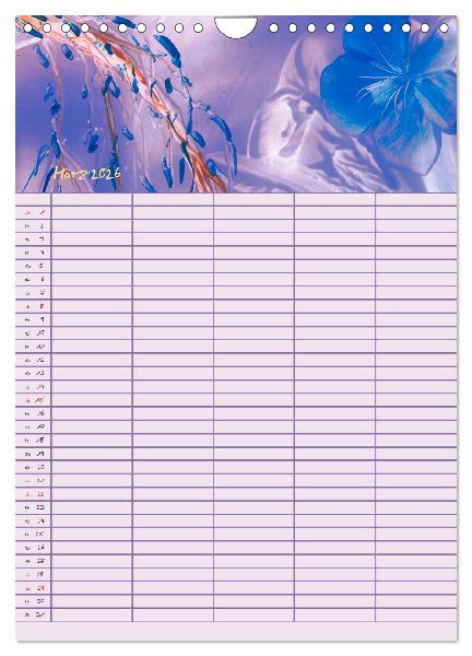 Blütenzauber - Familienplaner 2026 (Wandkalender 2026 DIN A4 hoch), CALVENDO Monatskalender