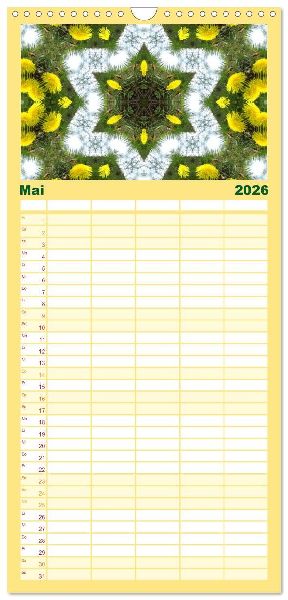 Familienplaner 2026 - Blütenzauber im KALEIDOSKOP Familienplaner mit 5 Spalten (Wandkalender, 21 x 45 cm) CALVENDO
