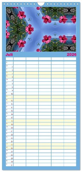Familienplaner 2026 - Blütenzauber im KALEIDOSKOP Familienplaner mit 5 Spalten (Wandkalender, 21 x 45 cm) CALVENDO
