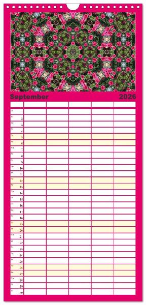 Familienplaner 2026 - Blütenzauber im KALEIDOSKOP Familienplaner mit 5 Spalten (Wandkalender, 21 x 45 cm) CALVENDO