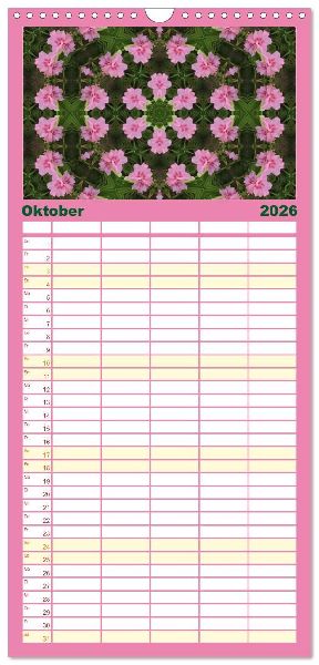 Familienplaner 2026 - Blütenzauber im KALEIDOSKOP Familienplaner mit 5 Spalten (Wandkalender, 21 x 45 cm) CALVENDO