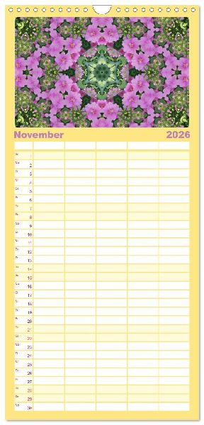 Familienplaner 2026 - Blütenzauber im KALEIDOSKOP Familienplaner mit 5 Spalten (Wandkalender, 21 x 45 cm) CALVENDO