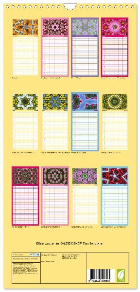 Familienplaner 2026 - Blütenzauber im KALEIDOSKOP Familienplaner mit 5 Spalten (Wandkalender, 21 x 45 cm) CALVENDO