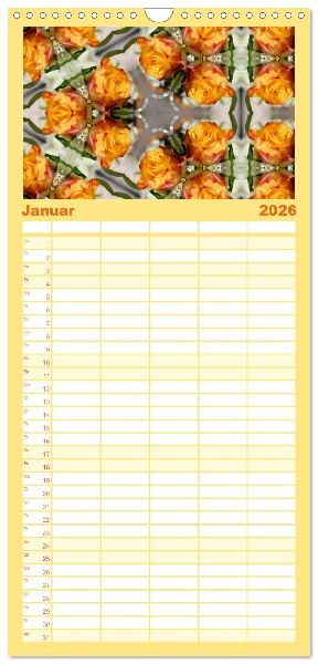 Familienplaner 2026 - Blütenzauber im KALEIDOSKOP Familienplaner mit 5 Spalten (Wandkalender, 21 x 45 cm) CALVENDO