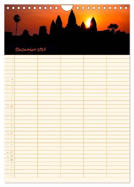 EXOTISCHES SÜDOSTASIEN - Familienplaner 2026 (Wandkalender 2026 DIN A4 hoch), CALVENDO Monatskalender