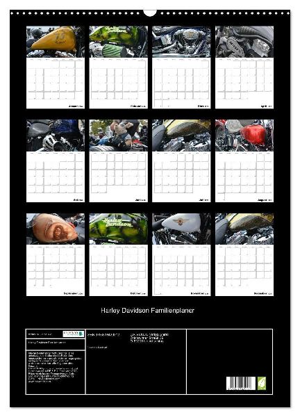 Harley Davidson Familienplaner (Wandkalender 2026 DIN A2 hoch), CALVENDO Monatskalender