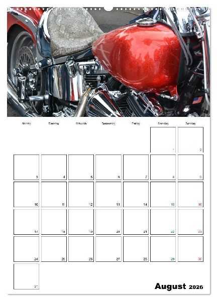 Harley Davidson Familienplaner (Wandkalender 2026 DIN A2 hoch), CALVENDO Monatskalender
