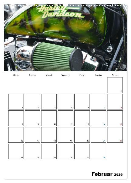 Harley Davidson Familienplaner (Wandkalender 2026 DIN A2 hoch), CALVENDO Monatskalender