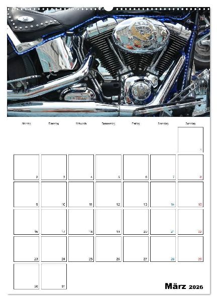 Harley Davidson Familienplaner (Wandkalender 2026 DIN A2 hoch), CALVENDO Monatskalender