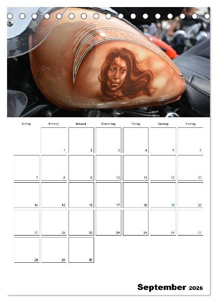 Harley Davidson Familienplaner (Tischkalender 2026 DIN A5 hoch), CALVENDO Monatskalender