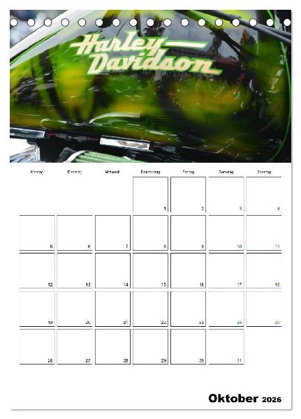 Harley Davidson Familienplaner (Tischkalender 2026 DIN A5 hoch), CALVENDO Monatskalender