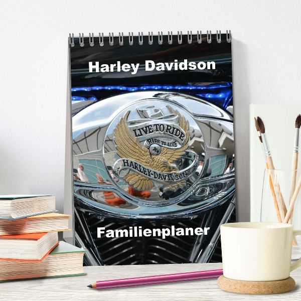 Harley Davidson Familienplaner (Tischkalender 2026 DIN A5 hoch), CALVENDO Monatskalender