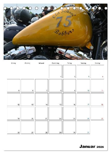 Harley Davidson Familienplaner (Tischkalender 2026 DIN A5 hoch), CALVENDO Monatskalender