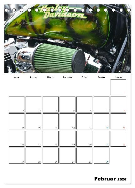 Harley Davidson Familienplaner (Tischkalender 2026 DIN A5 hoch), CALVENDO Monatskalender