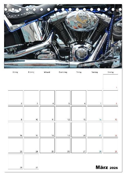 Harley Davidson Familienplaner (Tischkalender 2026 DIN A5 hoch), CALVENDO Monatskalender
