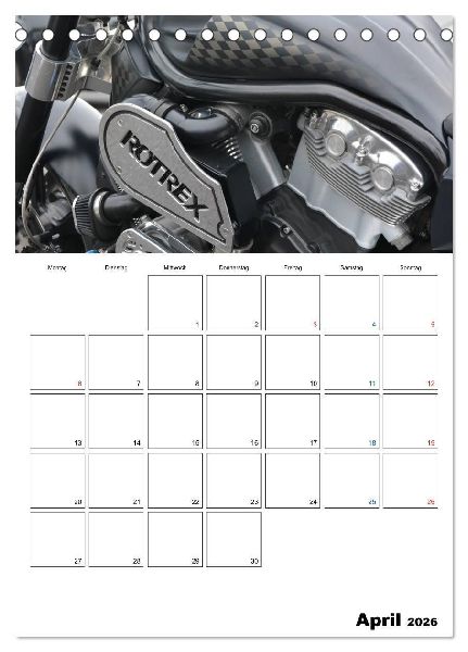 Harley Davidson Familienplaner (Tischkalender 2026 DIN A5 hoch), CALVENDO Monatskalender