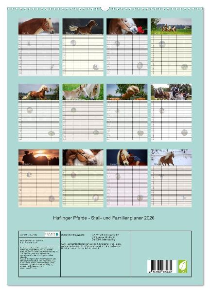 Haflinger Pferde - Stall- und Familienplaner 2026 (hochwertiger Premium Wandkalender 2026 DIN A2 hoch), Kunstdruck in Hochglanz