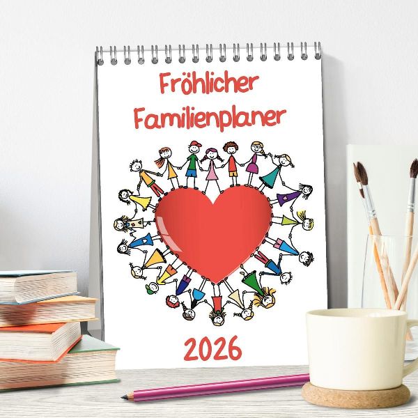 Fröhlicher Familienplaner (Tischkalender 2026 DIN A5 hoch), CALVENDO Monatskalender