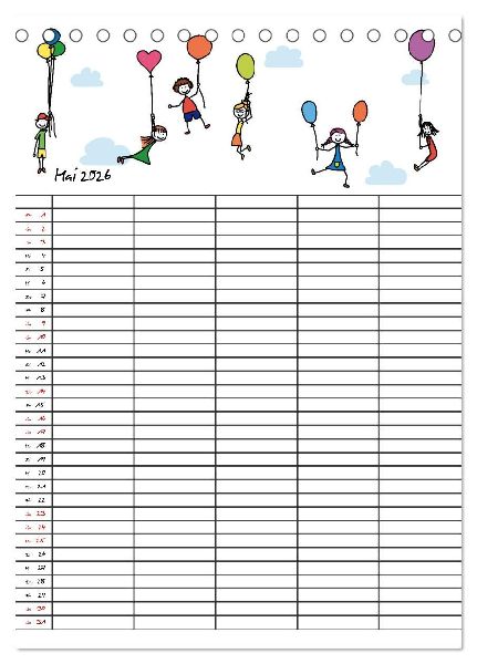 Fröhlicher Familienplaner (Tischkalender 2026 DIN A5 hoch), CALVENDO Monatskalender