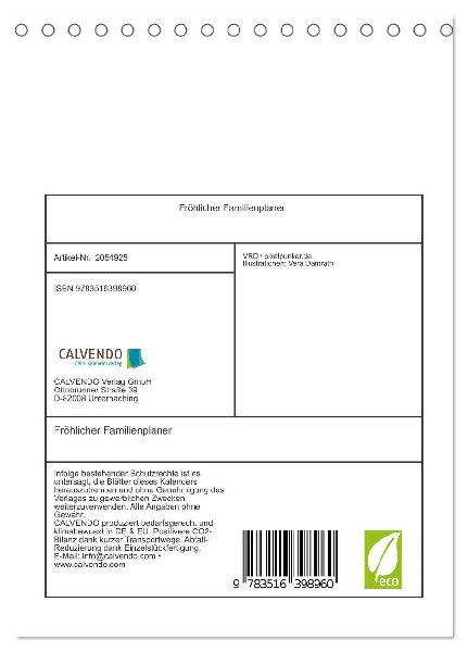 Fröhlicher Familienplaner (Tischkalender 2026 DIN A5 hoch), CALVENDO Monatskalender