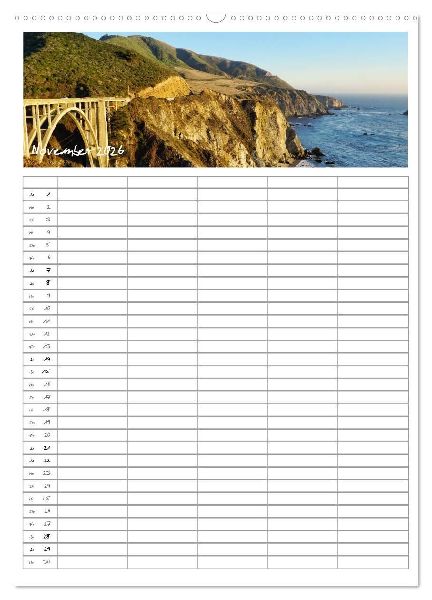 Kalifornien - Familienplaner 2026 (Wandkalender 2026 DIN A2 hoch), CALVENDO Monatskalender