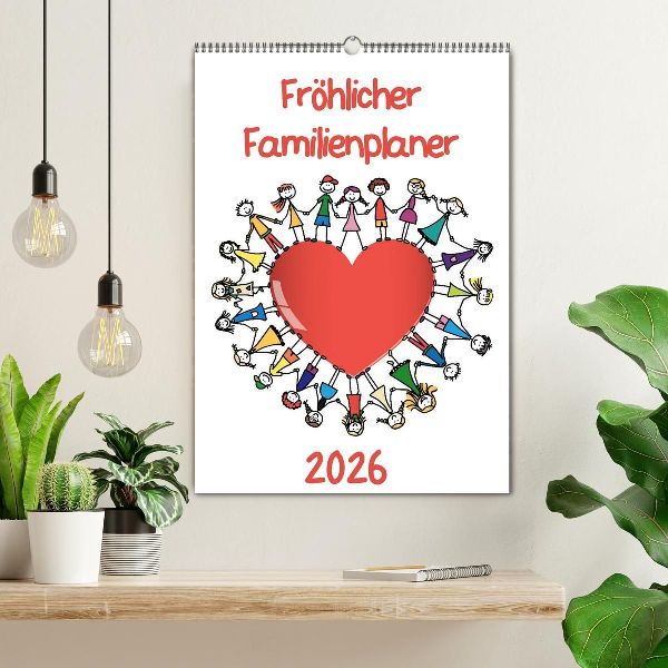 Fröhlicher Familienplaner (Wandkalender 2026 DIN A2 hoch), CALVENDO Monatskalender