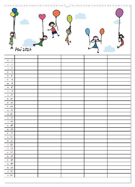 Fröhlicher Familienplaner (Wandkalender 2026 DIN A2 hoch), CALVENDO Monatskalender