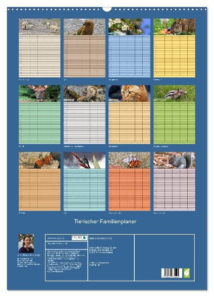 Tierischer Familienplaner (Wandkalender 2026 DIN A2 hoch), CALVENDO Monatskalender