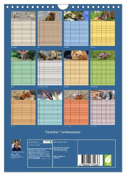 Tierischer Familienplaner (Wandkalender 2026 DIN A4 hoch), CALVENDO Monatskalender