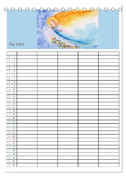 Engelhafter Familienplaner (Tischkalender 2026 DIN A5 hoch), CALVENDO Monatskalender