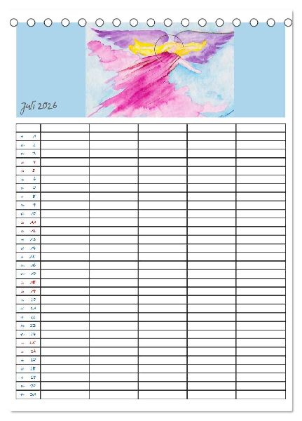 Engelhafter Familienplaner (Tischkalender 2026 DIN A5 hoch), CALVENDO Monatskalender